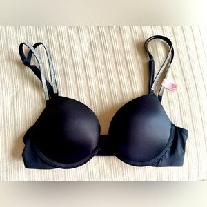 Victoria's Secret Very Sexy Black Push Up Bra with rhinestone Accents